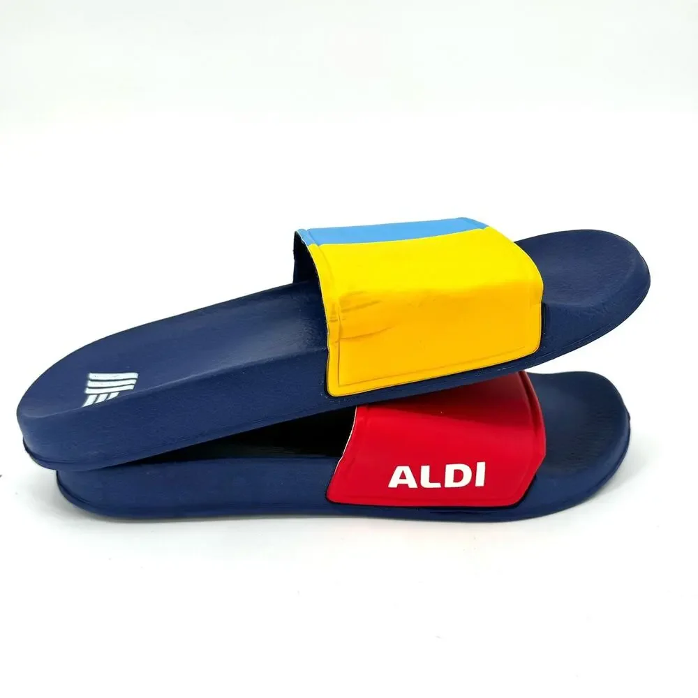 Aldi Mania Super Fan Ladies Size 10 Slides Sandals Crane NWOT